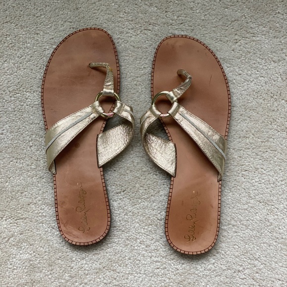 Lilly Pulitzer | Shoes | Lilly Pulitzer Gold Sandals | Poshmark